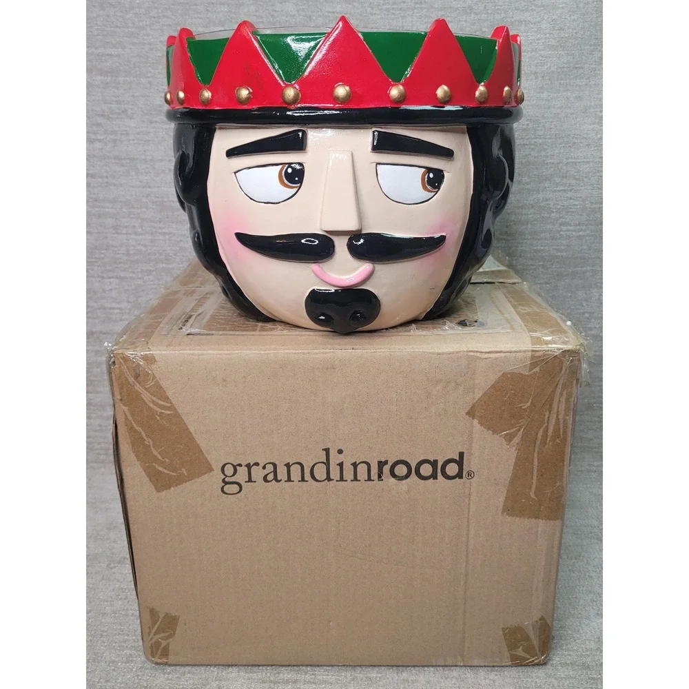 Grandin Road Nutcracker Bowl James Christmas Holiday Decor RETIRED & RARE w Box